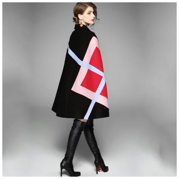 Cashmere Blend Abstract Cape - Picture 3 of 6